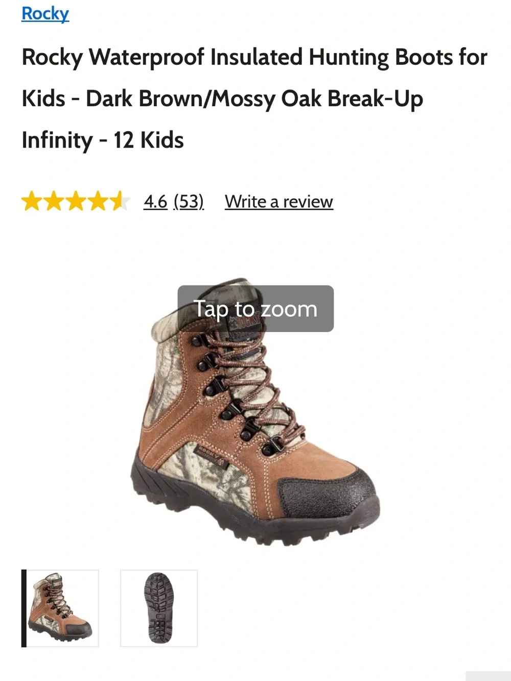 Rocky Kids Brown and Black Camouflage Hiking Boots